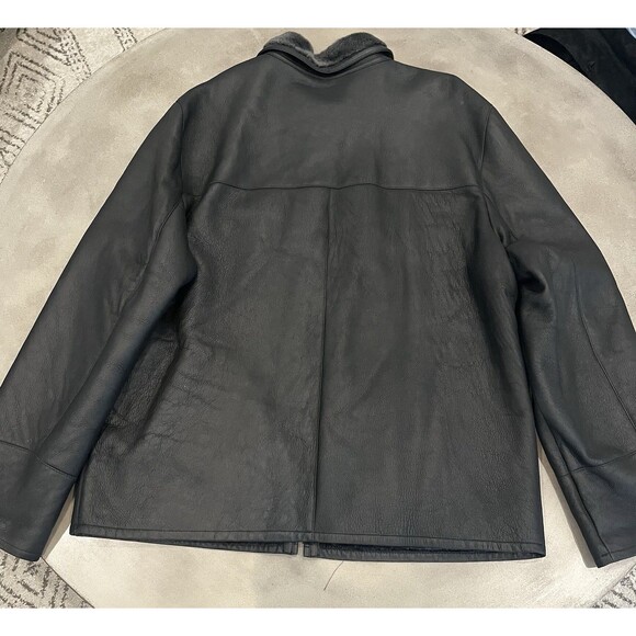 Men's Leather Winter Jacket 2XL Tall Black Jacques Duomor Faux Fur Lined - Picture 10 of 16